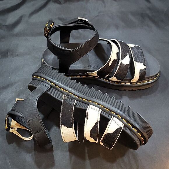 BRAN NEW DR.MARTENS BLAIR GENUINE CALF HAIR WOMEN SANDAL - Picture 15 of 16